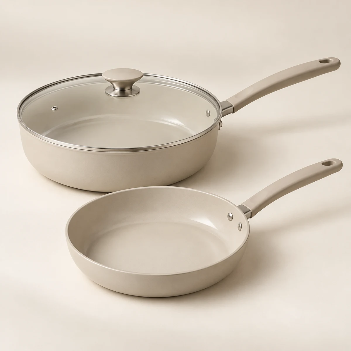 Home Cook Covered Set, Oat, 24 + 28 cm
